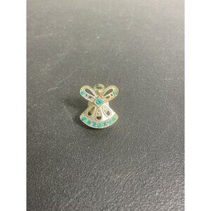 Angel-Shaped Silver Pendant With Blue Gem Accents